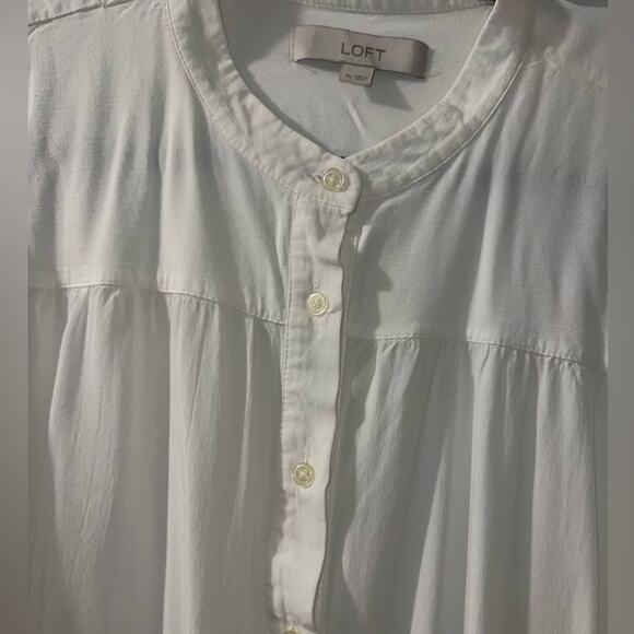 LOFT WHITE/CREAM COLORED EMBROIDERED LONG SLEEVED BUTTON DOWN BLOUSE SIZE XL - Picture 8 of 15